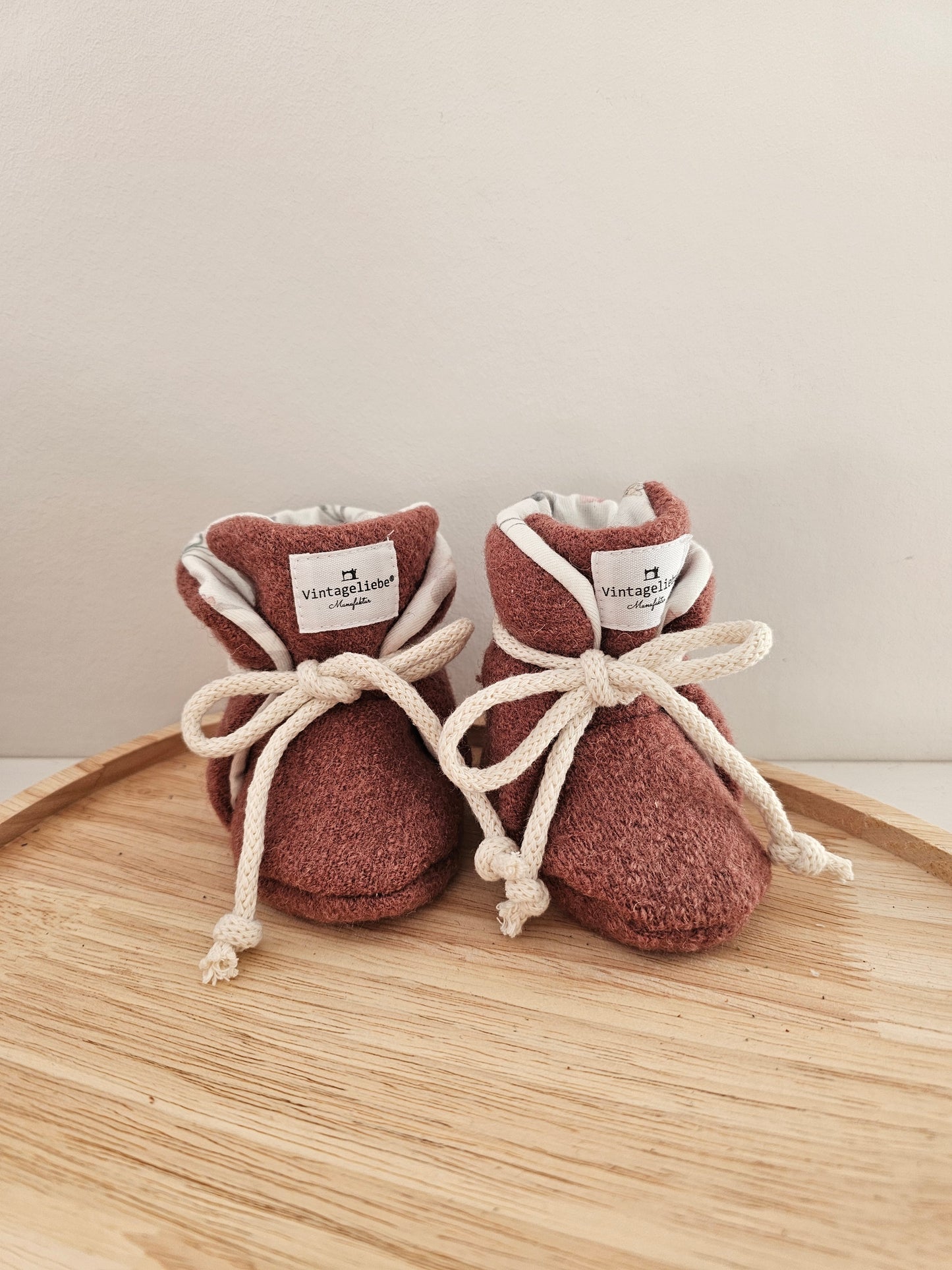 Vintageliebe® Hausschuhe Babyschuhe Walkboots aus 100% Schafwolle blush