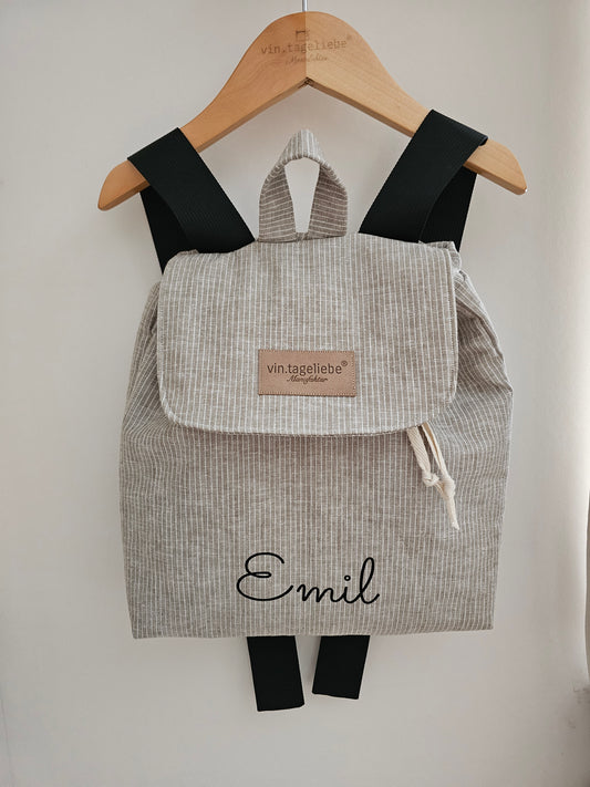 (Kopie) Vintageliebe® | Rucksack gestreift für Erwachsene und Kinder in zwei Größen wählbar | kleiner Damenrucksack | Kindergartenrucksack | handgenäht.