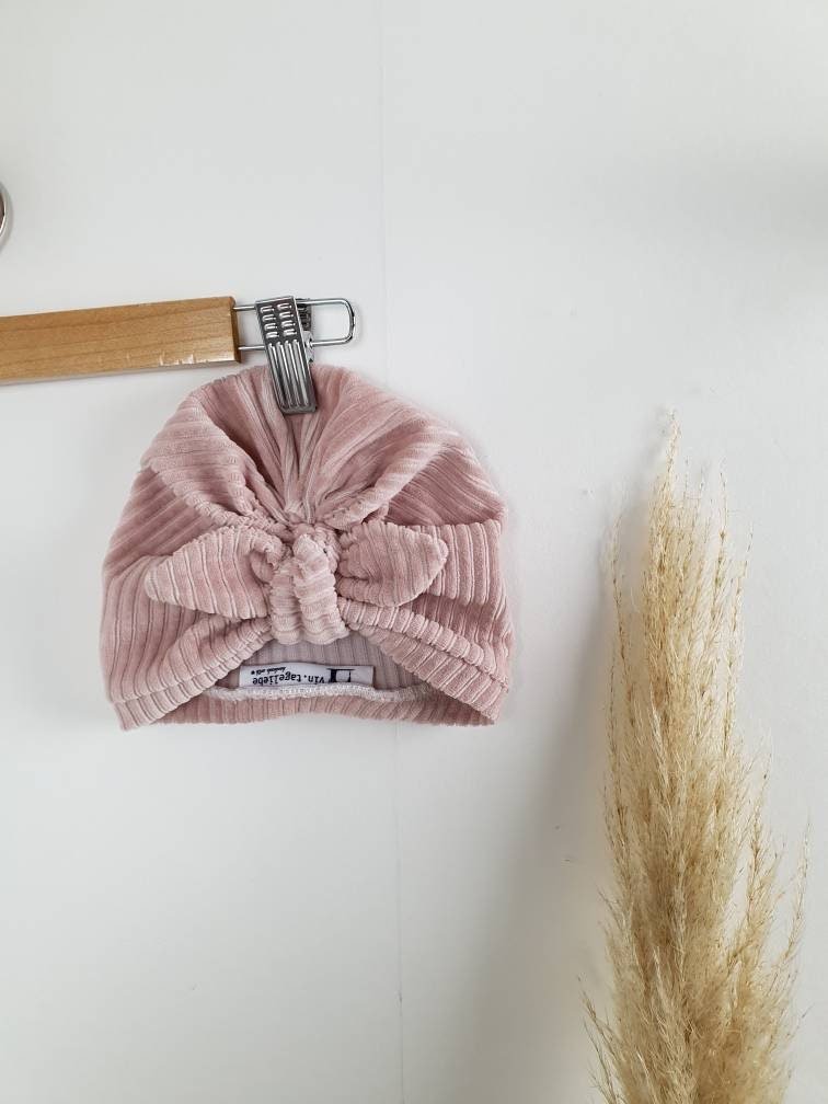 Turban Plüschcord rosa - Vintageliebe® Mein Shop