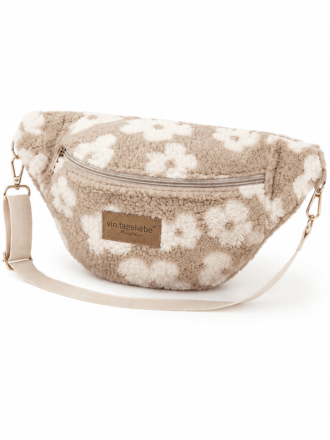 Crossbody Bauchtasche teddy Blumen – Mit Lederetikett – Vintageliebe® - Vintageliebe® Vintageliebe®Crossbody Bauchtasche