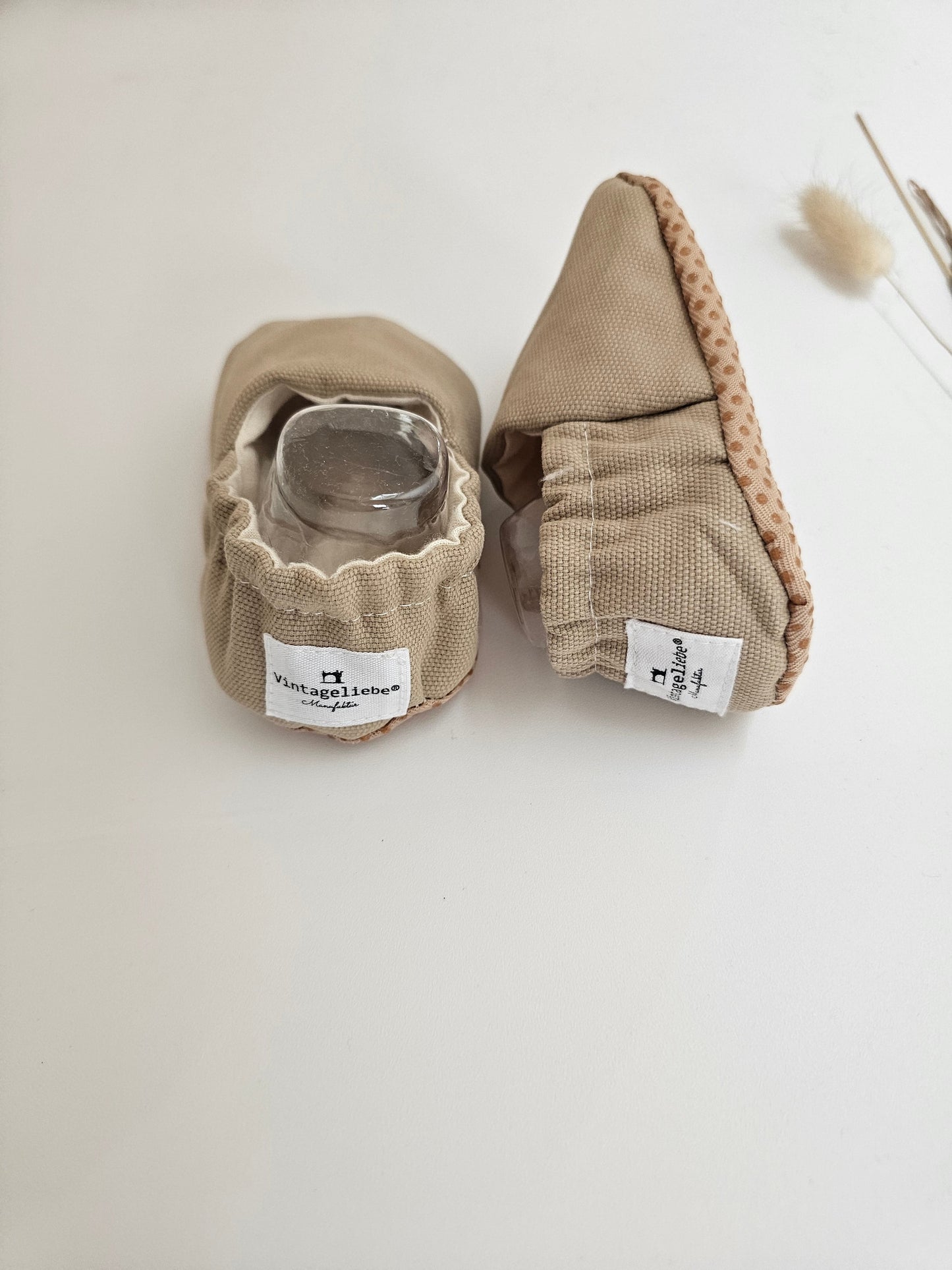 Hausschuhe | Krabbelschuhe|Barfußschuhe | Lauflernschuhe | beige - Vintageliebe® Vintageliebe®Hausschuhe