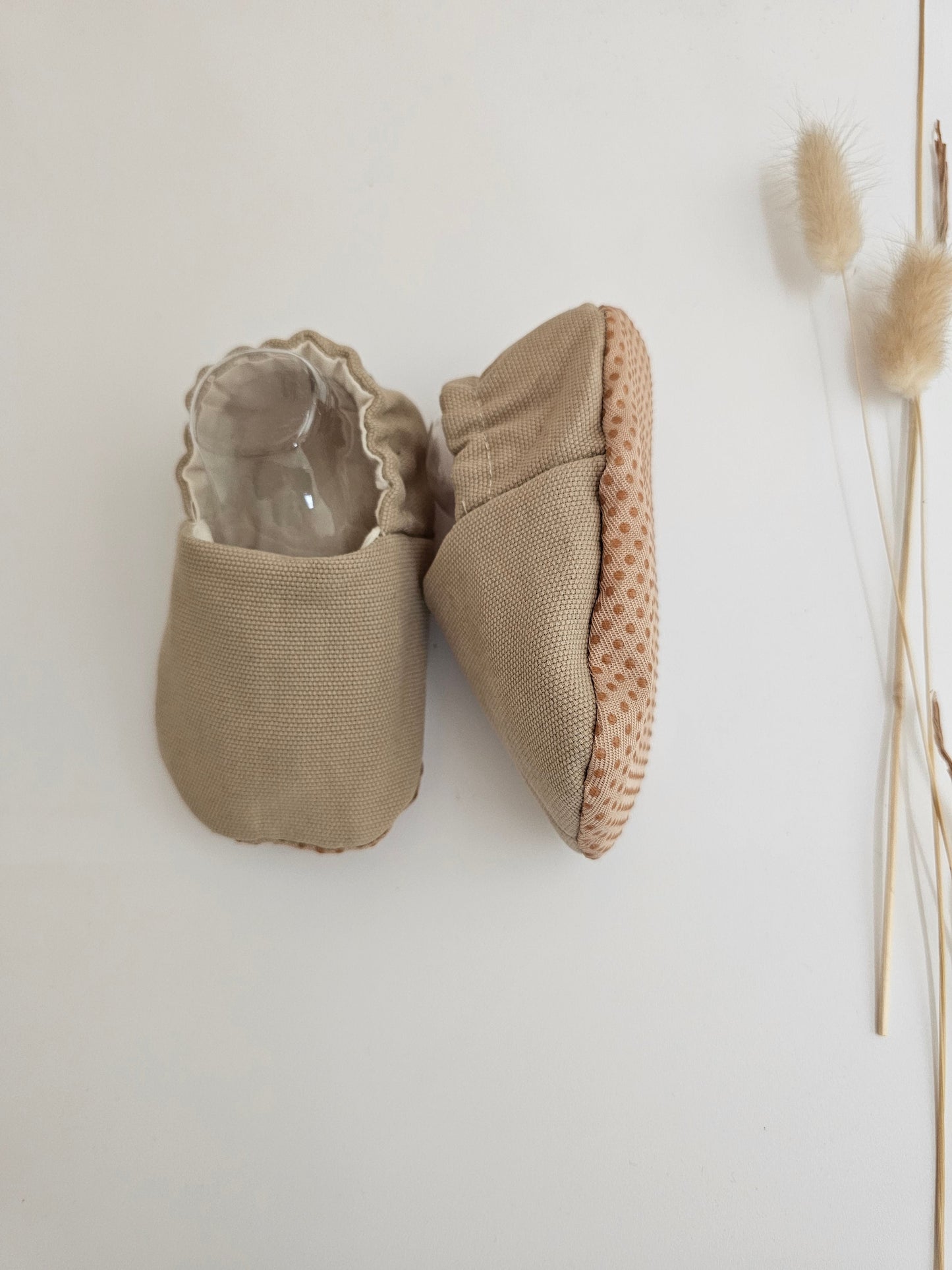 Hausschuhe | Krabbelschuhe|Barfußschuhe | Lauflernschuhe | beige - Vintageliebe® Vintageliebe®Hausschuhe