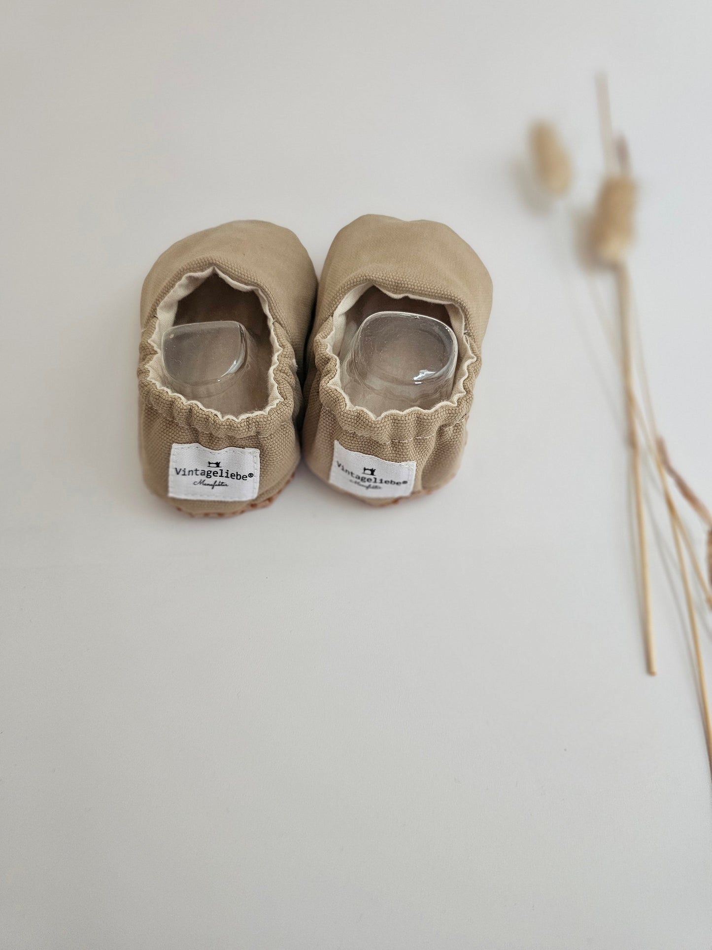 Hausschuhe | Krabbelschuhe|Barfußschuhe | Lauflernschuhe | beige - Vintageliebe® Vintageliebe®Hausschuhe