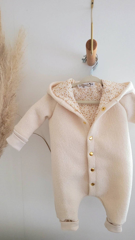 Vintageliebe® WOLLWALKOVERALL aus 100% Schurwolle. Naturprodukt. Walkloden Walkoverall Overall Creme beige