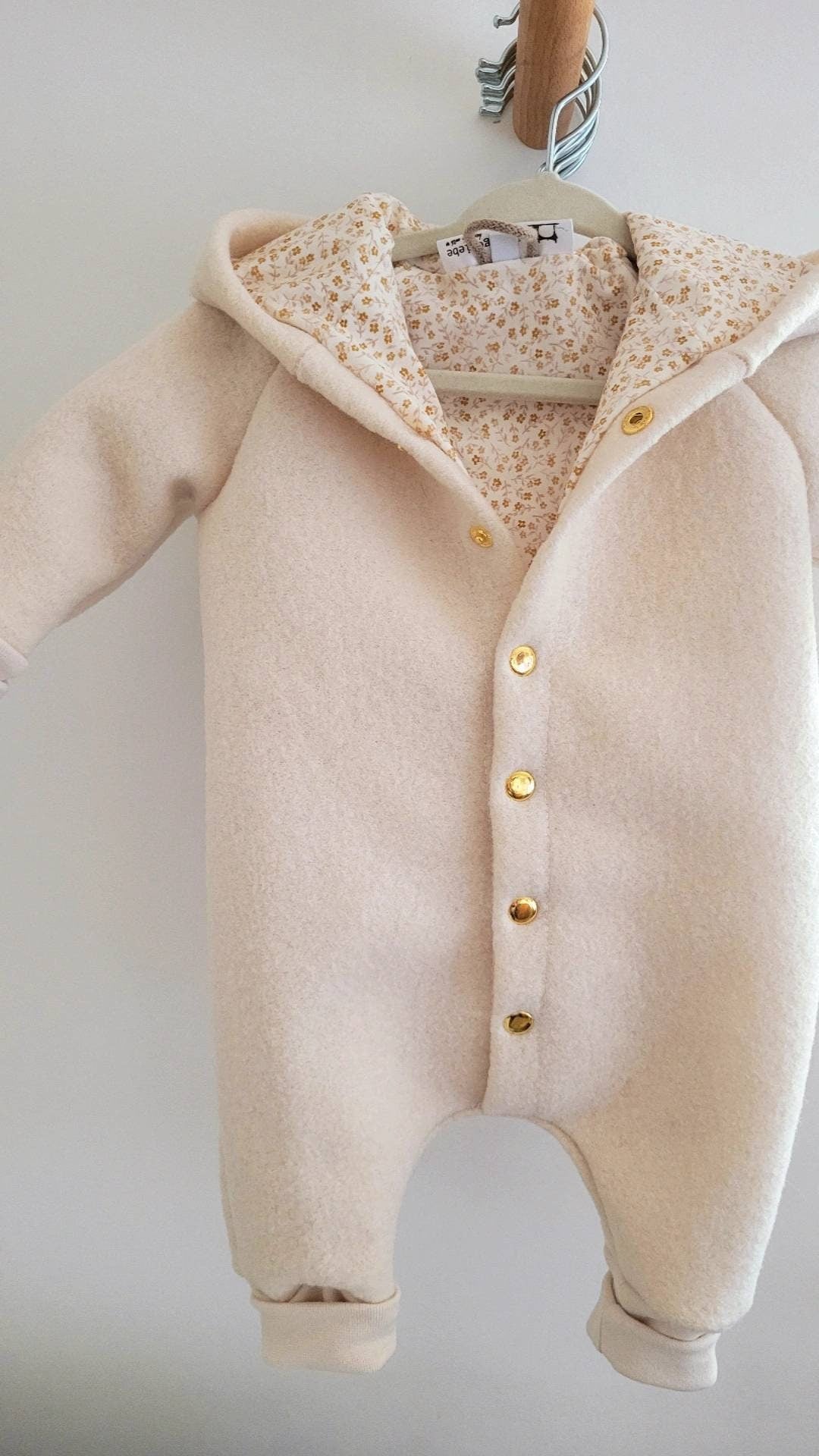 Vintageliebe® WOLLWALKOVERALL aus 100% Schurwolle. Naturprodukt. Walkloden Walkoverall Overall Creme beige