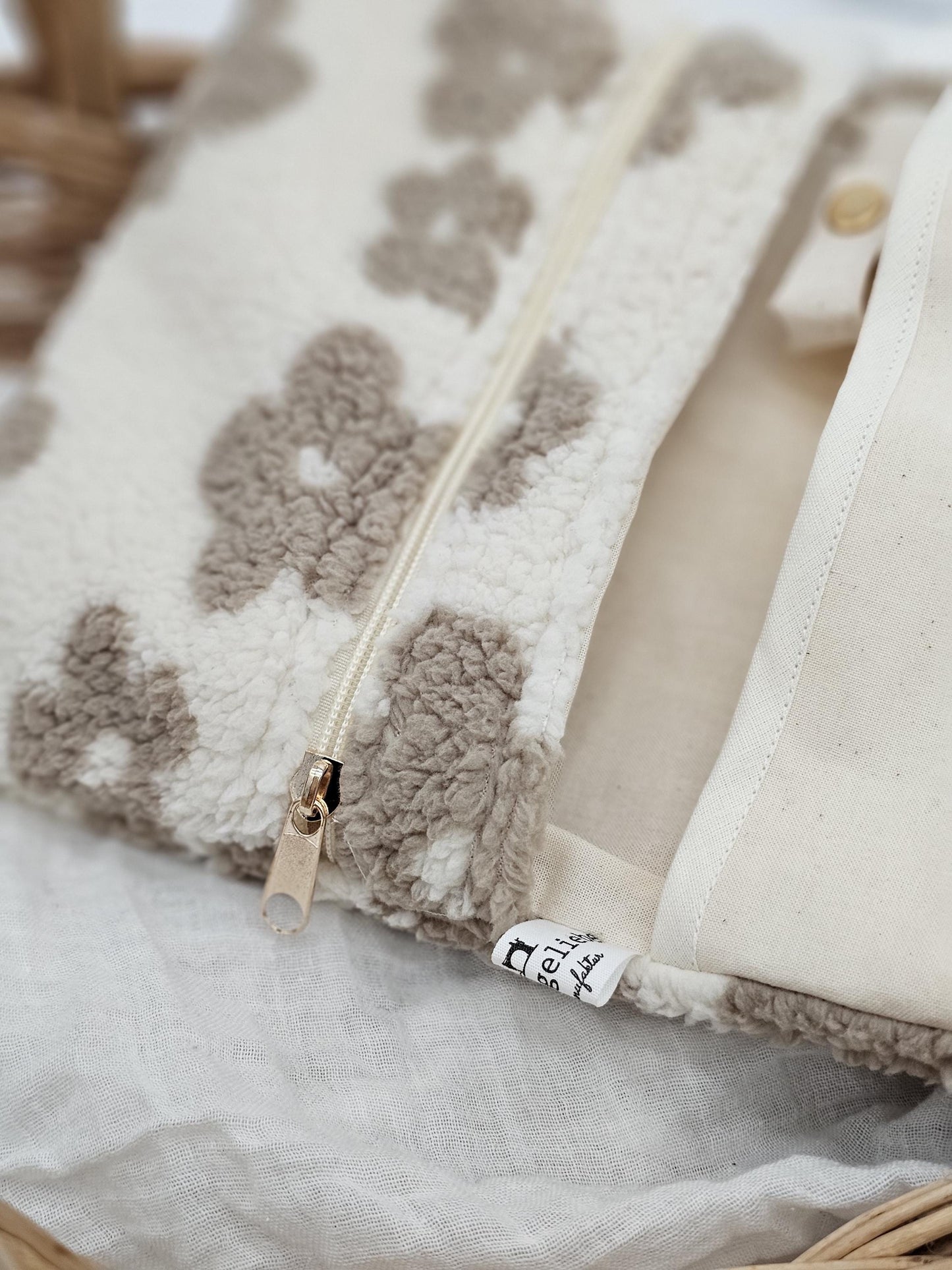 Vintageliebe® XXL Windeltasche Teddy Blume beige