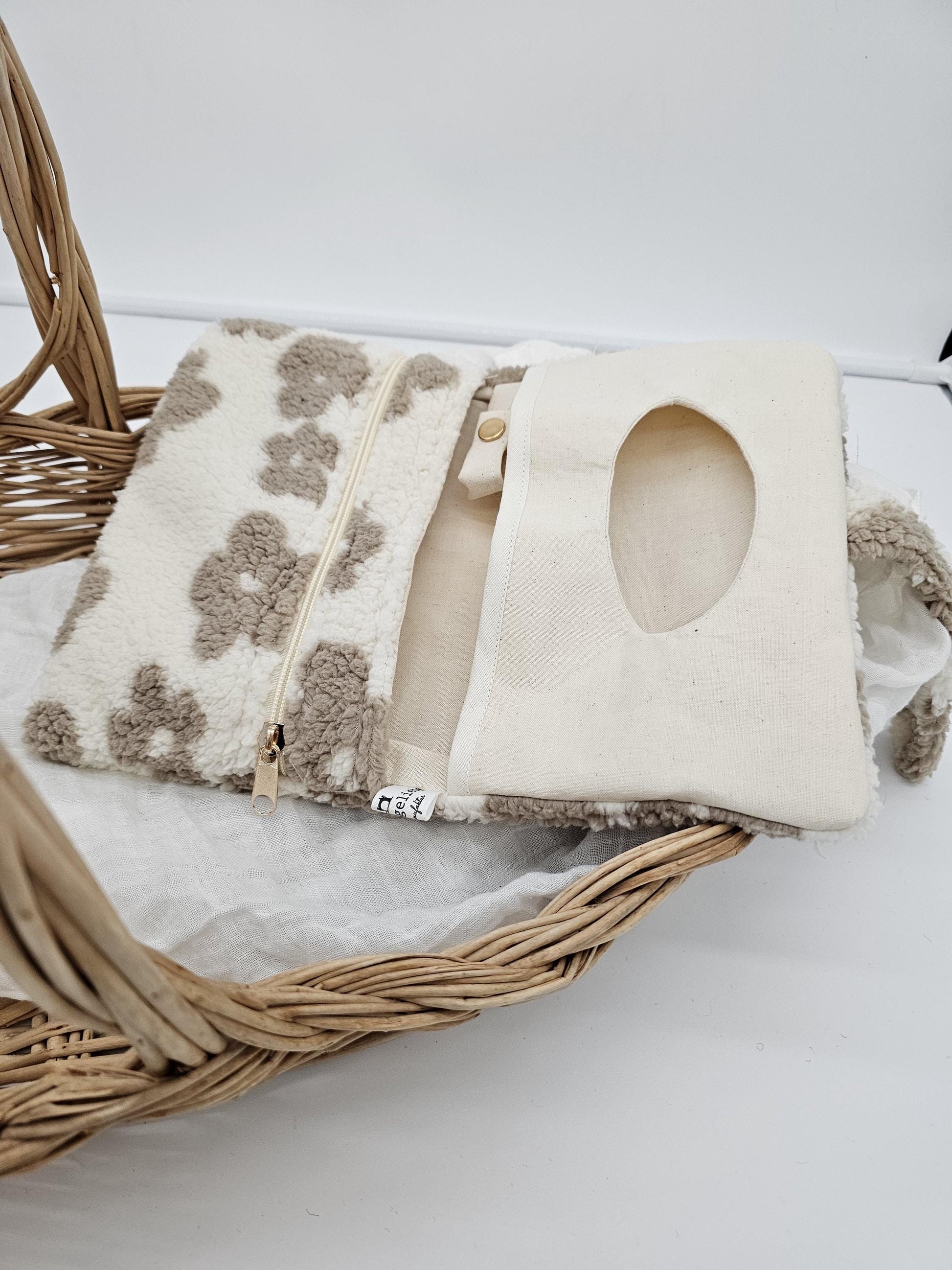 Vintageliebe® XXL Windeltasche Teddy Blume beige