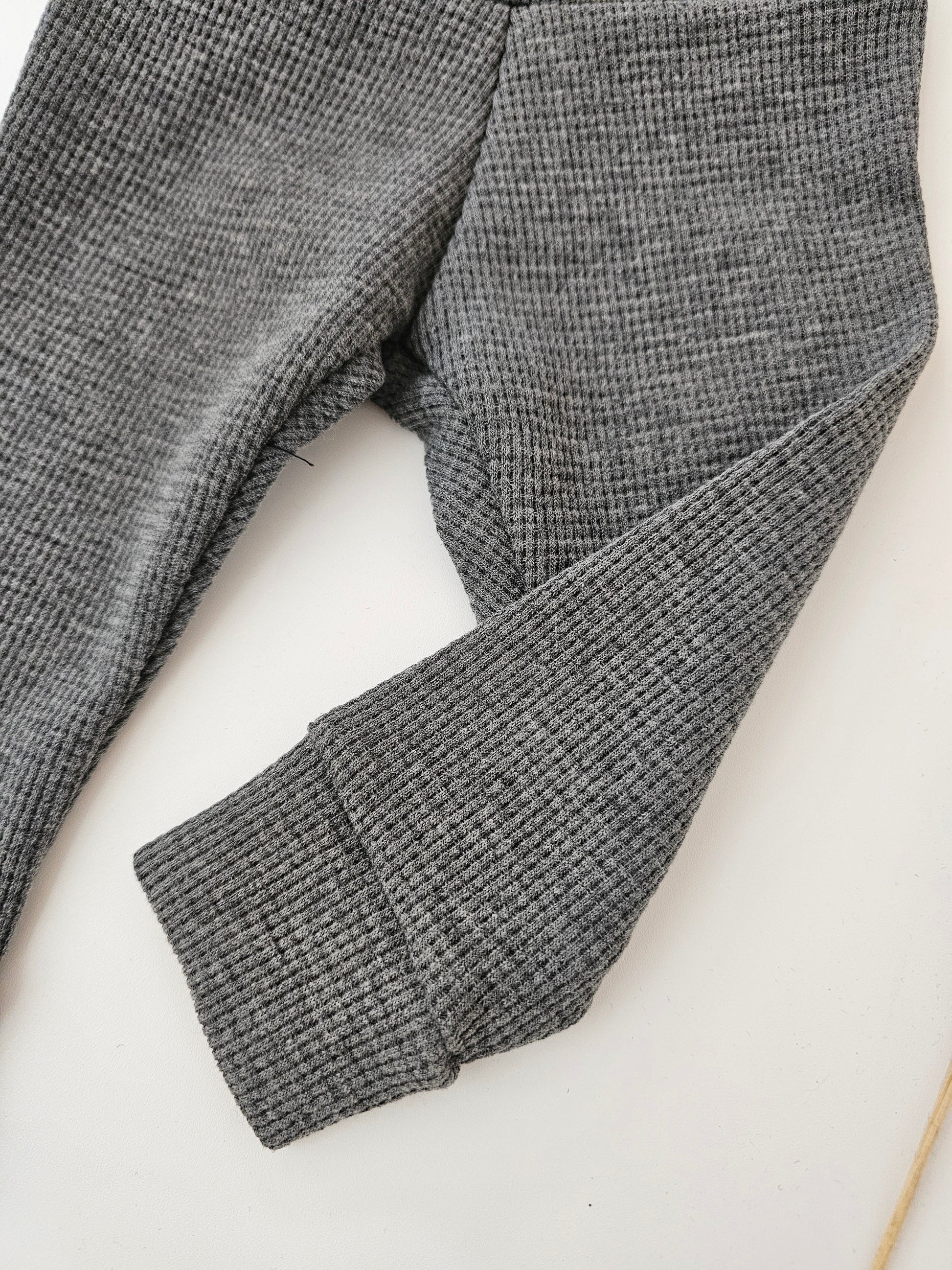 Leggings Öko tex Standard 100 Baumwolljersey Waffelmuster dunkelgrau - Vintageliebe® Mein Shop