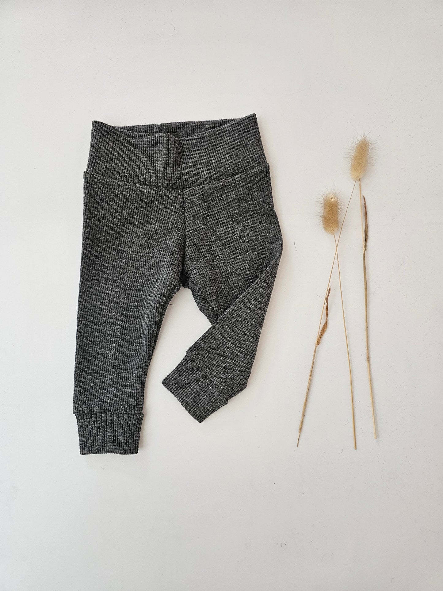 Leggings Öko tex Standard 100 Baumwolljersey Waffelmuster dunkelgrau - Vintageliebe® Mein Shop
