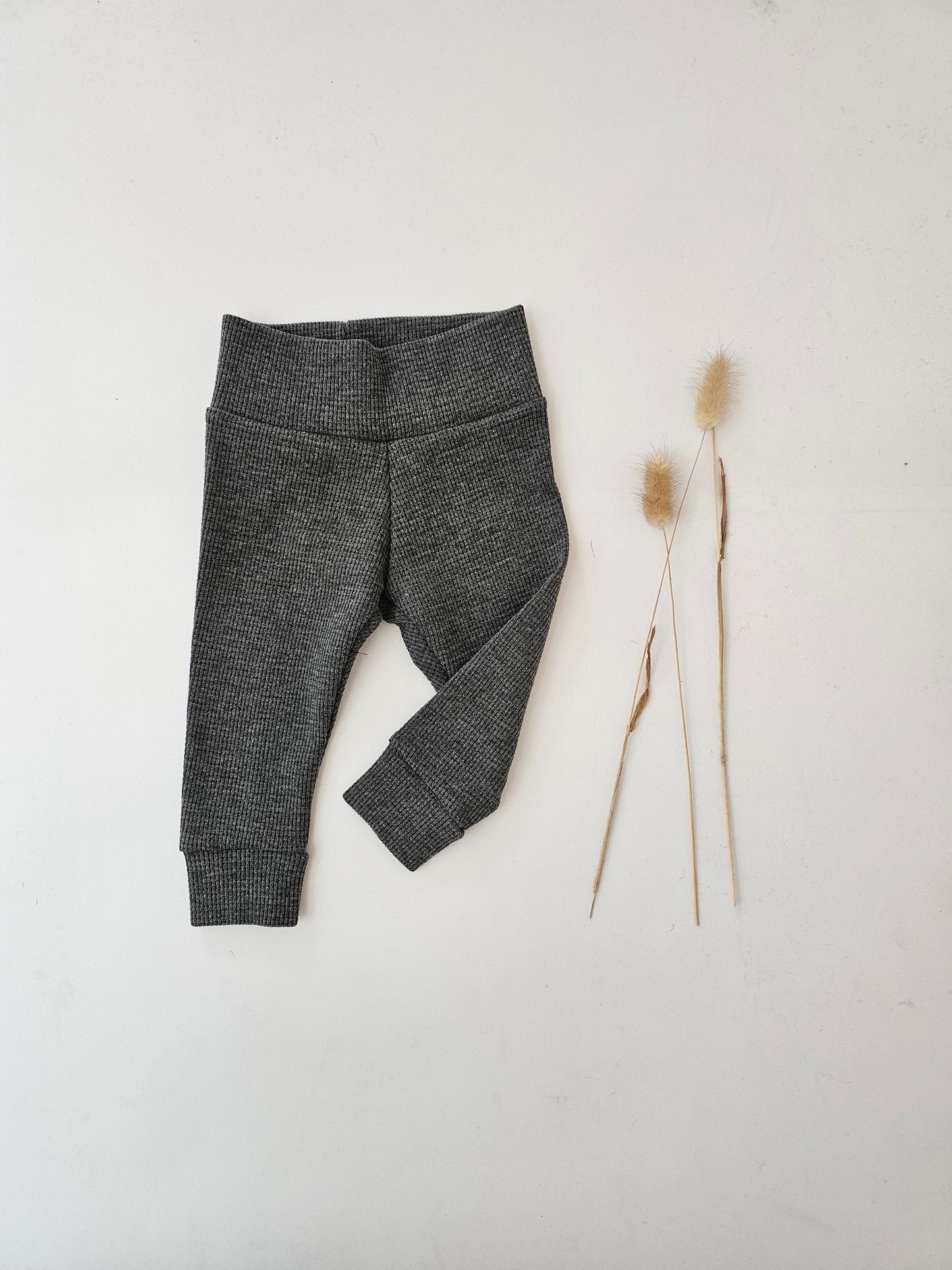 Leggings Öko tex Standard 100 Baumwolljersey Waffelmuster dunkelgrau - Vintageliebe® Mein Shop
