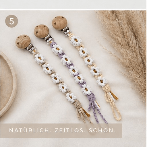 Makramee Schnullerkette Blumen – Baby – Vintageliebe® (Kopie) - Vintageliebe® Mein Shop