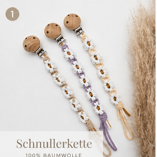 Makramee Schnullerkette Blumen – Baby – Vintageliebe® (Kopie) - Vintageliebe® Mein Shop