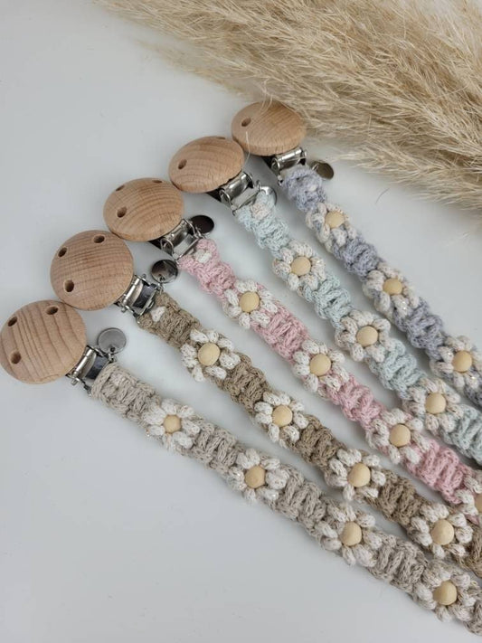 Makramee Schnullerkette Blumen - Vintageliebe® Mein Shop