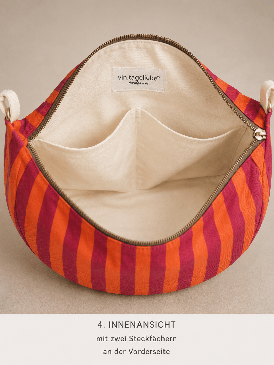 Mondtasche Blockstreifen pink-orange - Vintageliebe® Vintageliebe®Crossbody Mondtasche