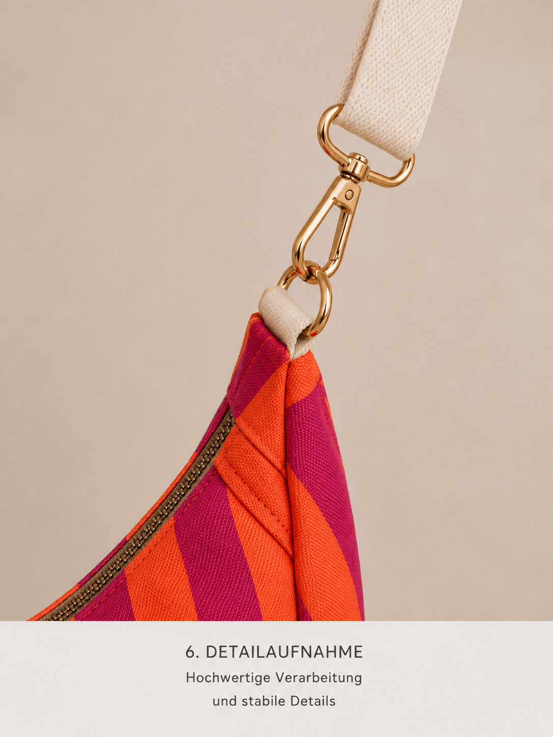 Mondtasche Blockstreifen pink-orange - Vintageliebe® Vintageliebe®Crossbody Mondtasche