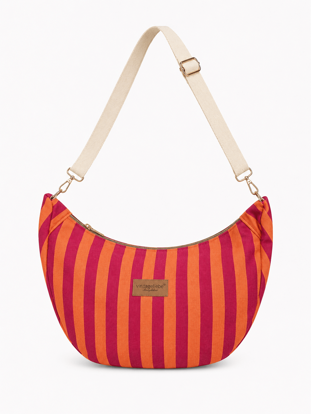 Mondtasche Blockstreifen pink-orange - Vintageliebe® Vintageliebe®Crossbody Mondtasche