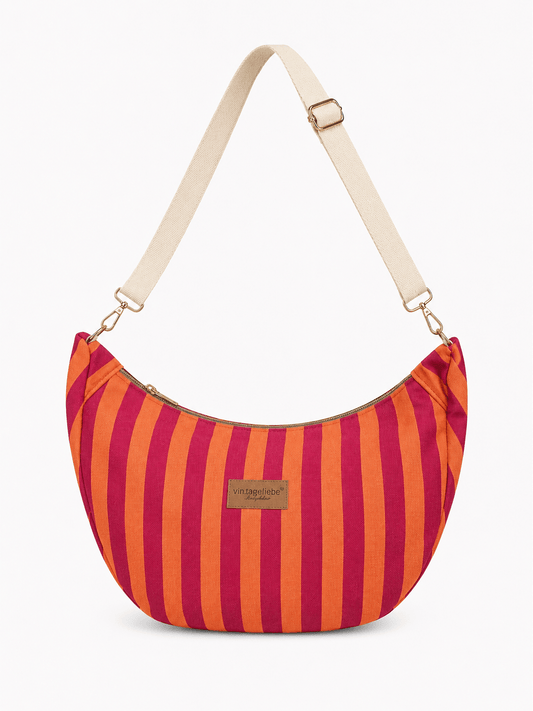 Mondtasche Blockstreifen pink-orange - Vintageliebe® Vintageliebe®Crossbody Mondtasche