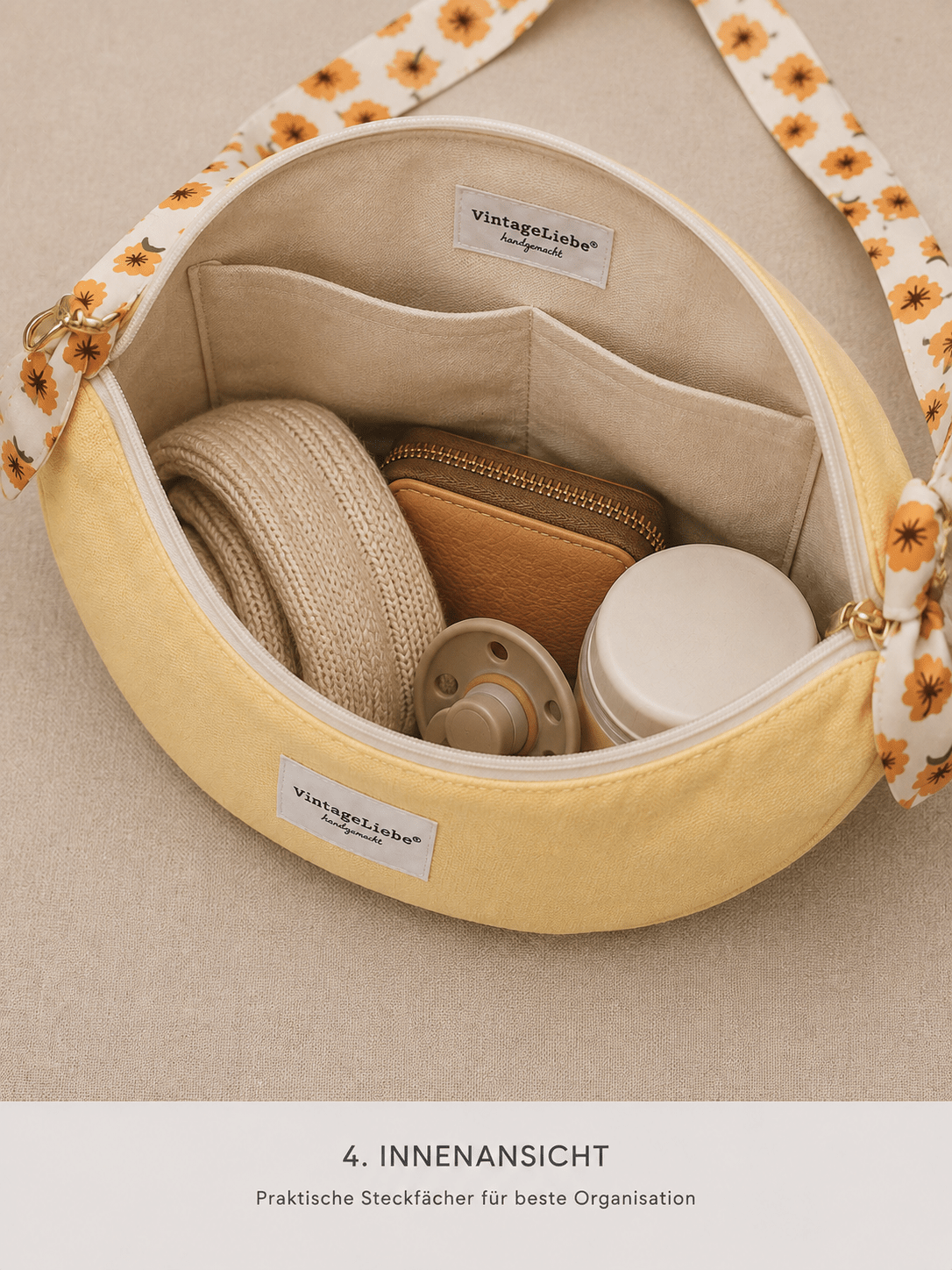 Mondtasche buttergelb - Vintageliebe® Vintageliebe®Crossbody Mondtasche