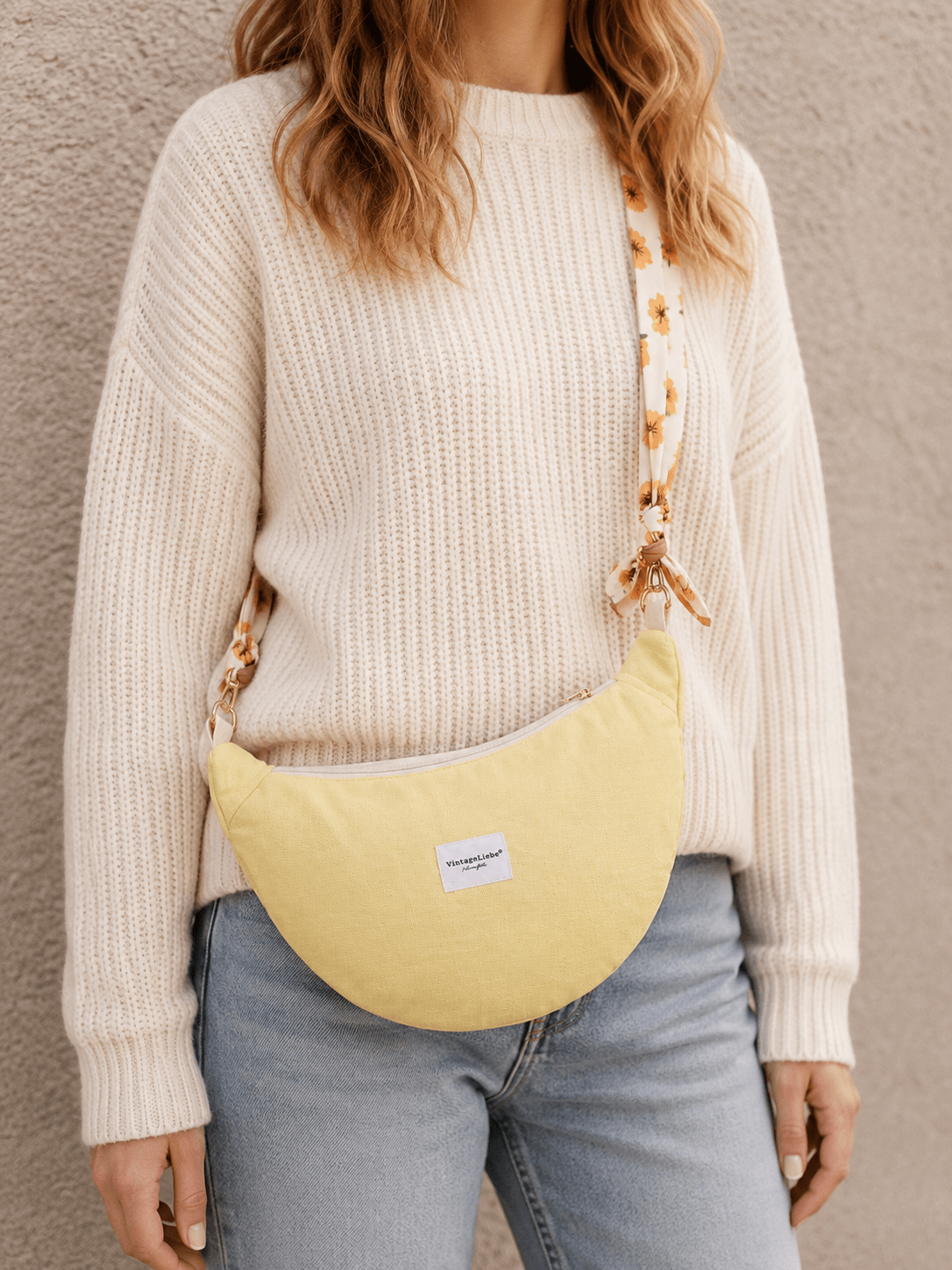 Mondtasche buttergelb - Vintageliebe® Vintageliebe®Crossbody Mondtasche