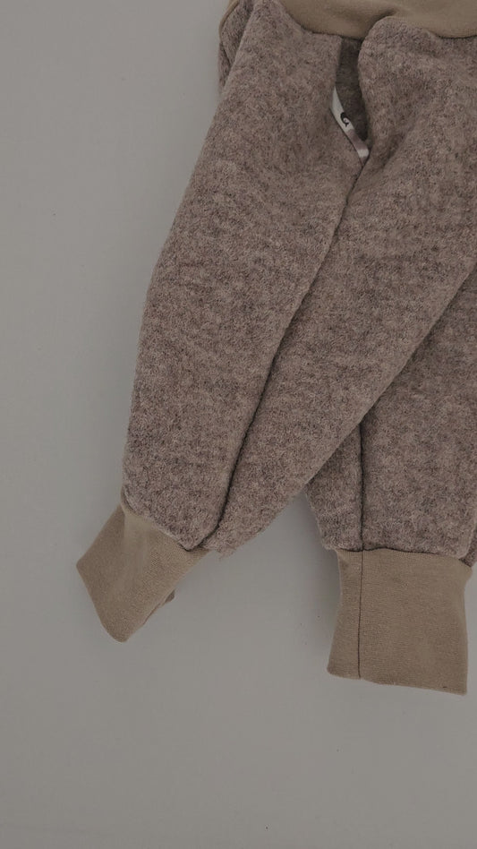 Walkhose aus 100% Schurwolle mit Hosentaschen Gr. 74 - 122 beige meliert