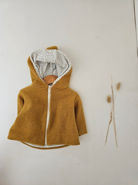 Wollwalkjacke für Kinder Gr. 0-3 Monate bis 10 Jahre gelb