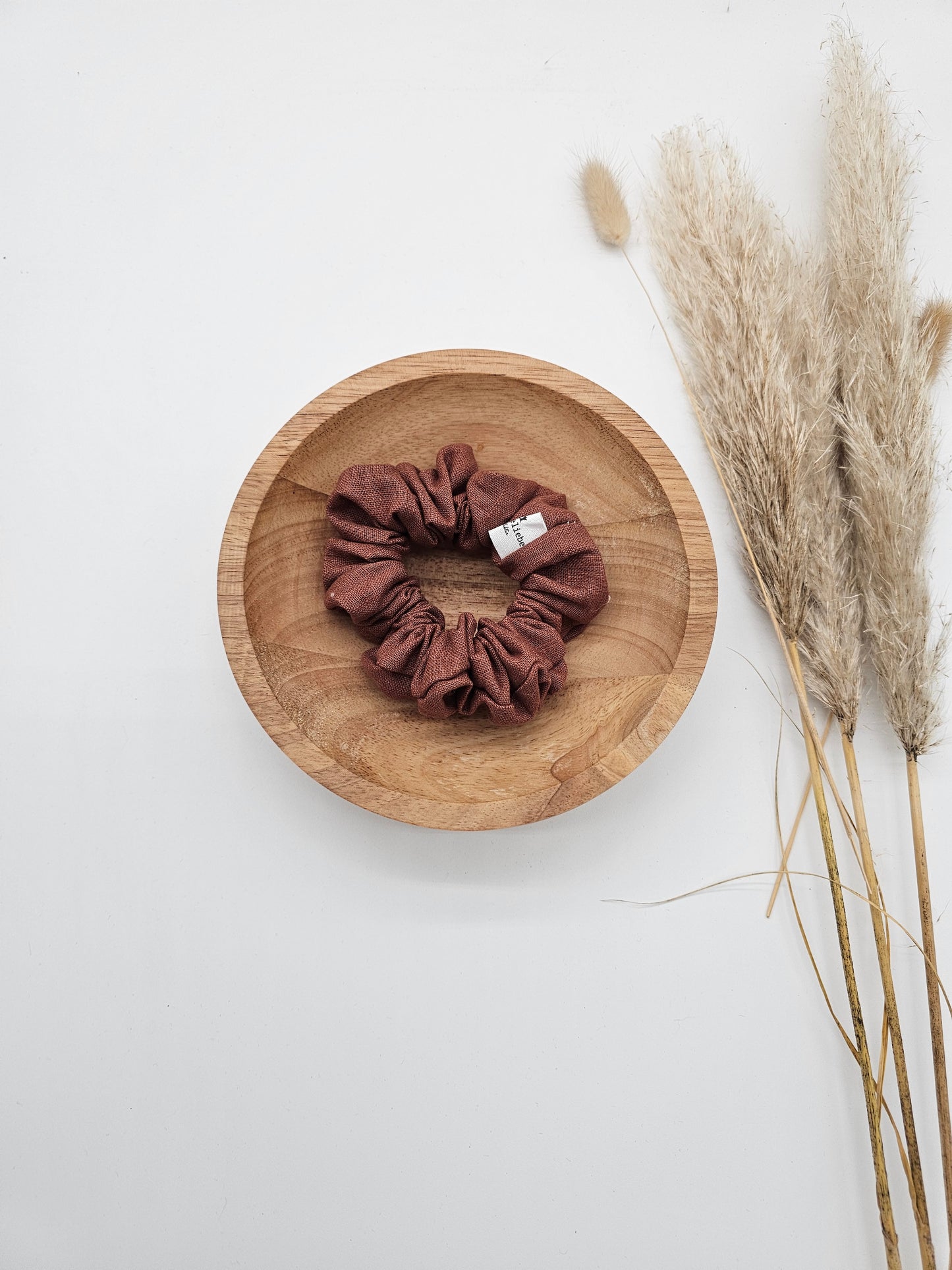 Trendiges Scrunchie 100% Leinen braun
