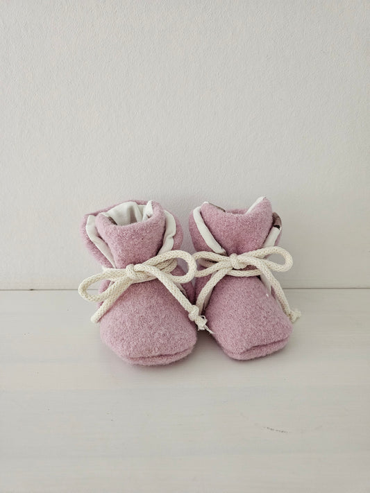 Vintageliebe® Hausschuhe Babyschuhe Walkboots aus 100% Schafwolle rosa