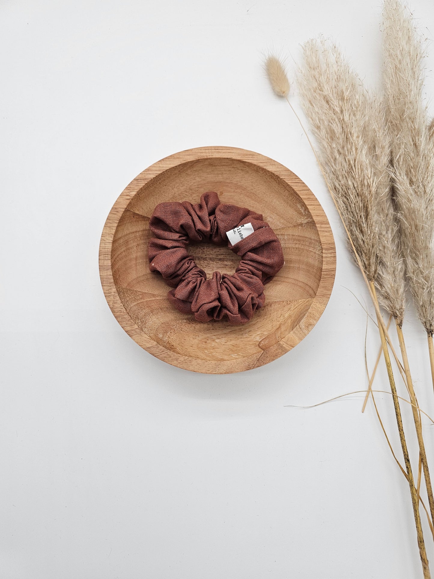 Trendiges Scrunchie 100% Leinen braun