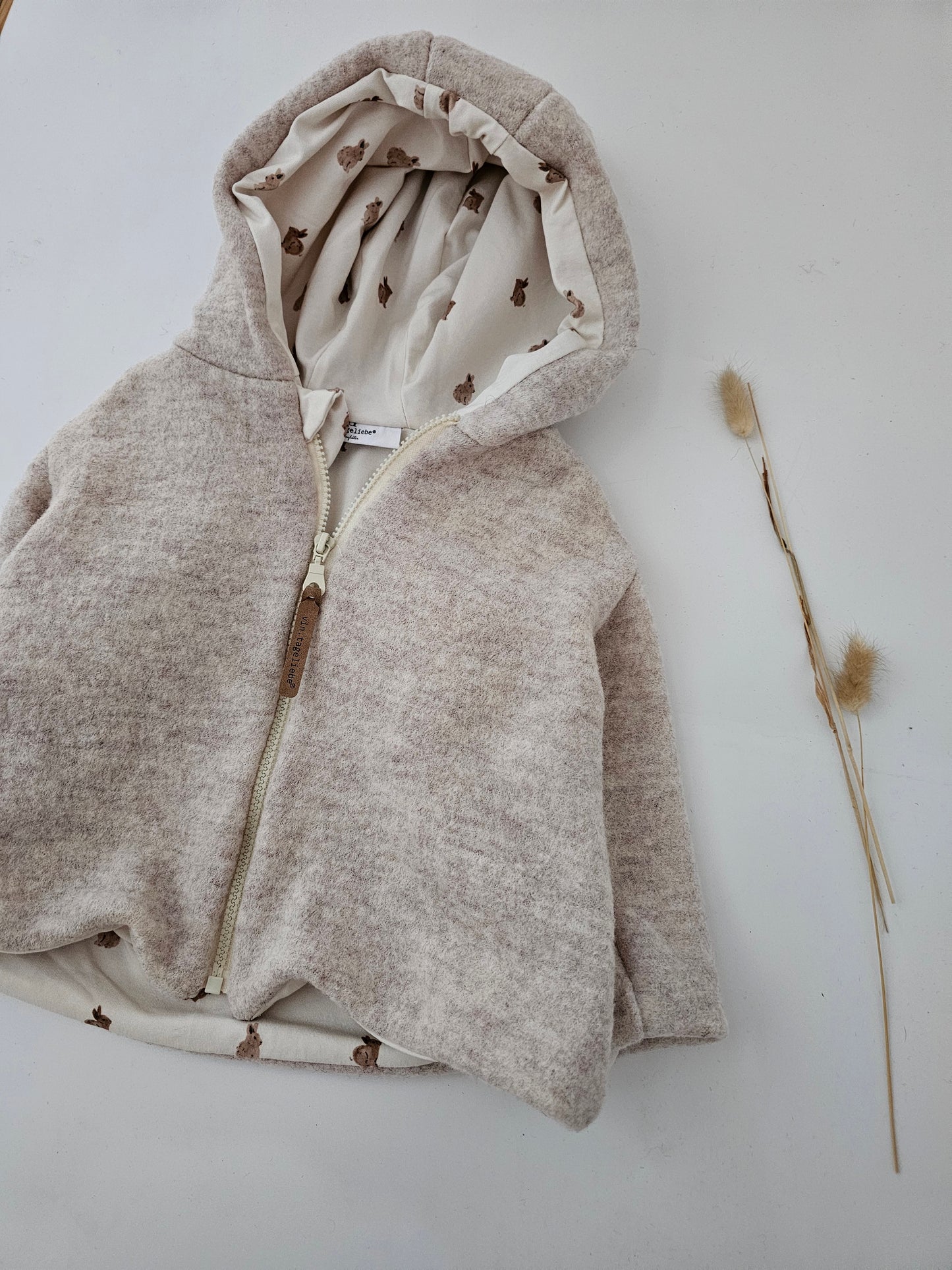 Wollwalkjacke für Kinder Gr. 0-3 Monate bis 10 Jahre creme meliert