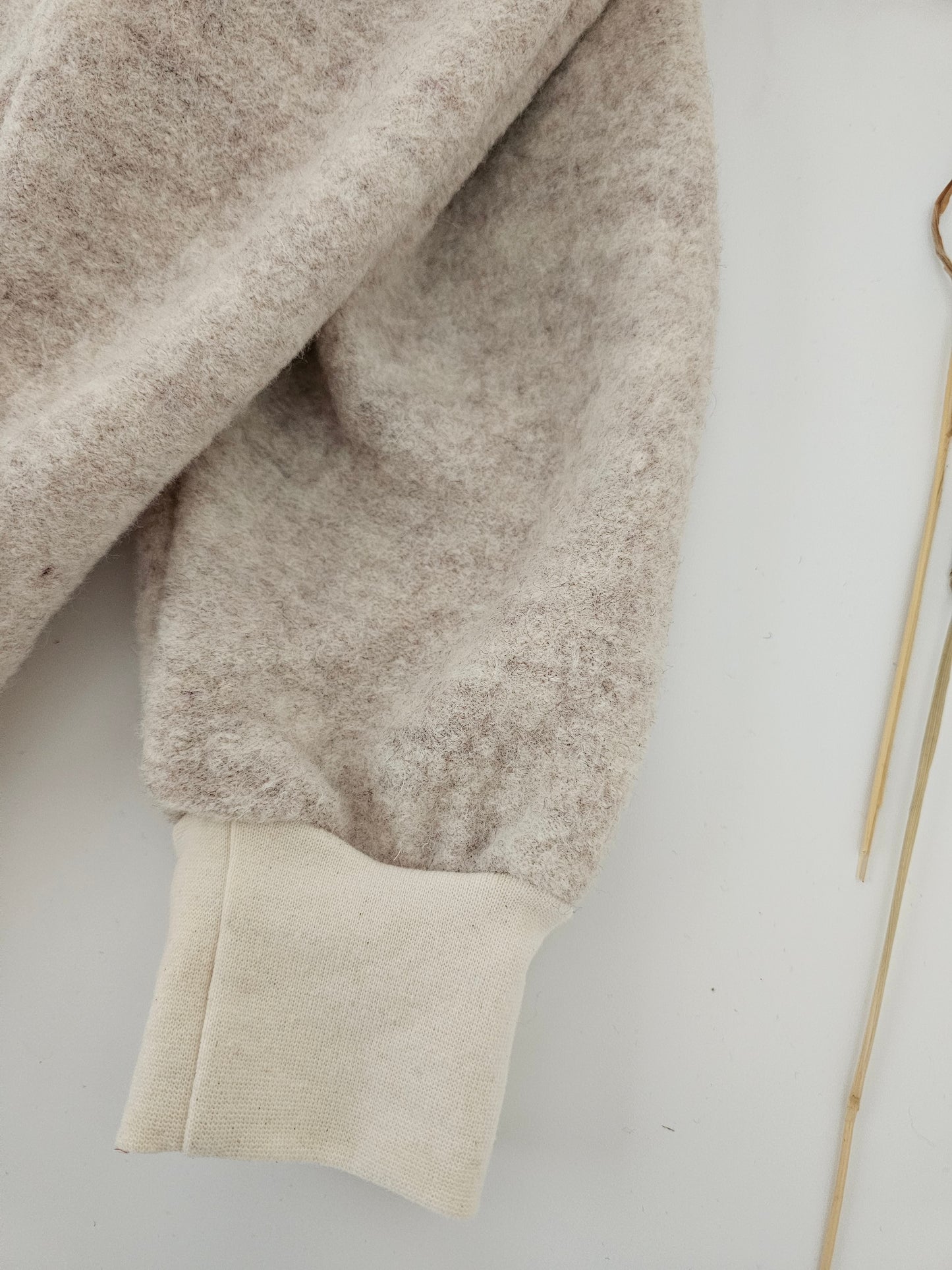 Walkhose aus 100% Schurwolle mit Hosentaschen Gr. 74 - 122 creme meliert