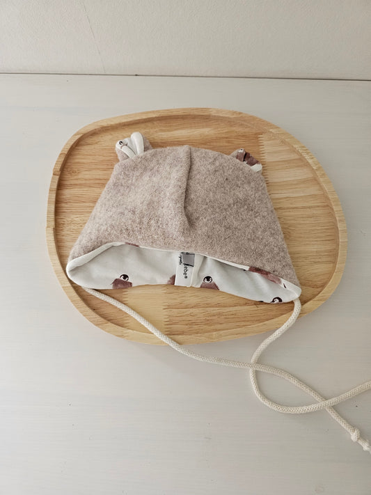 Wollwalk Bärenmütze beige meliert