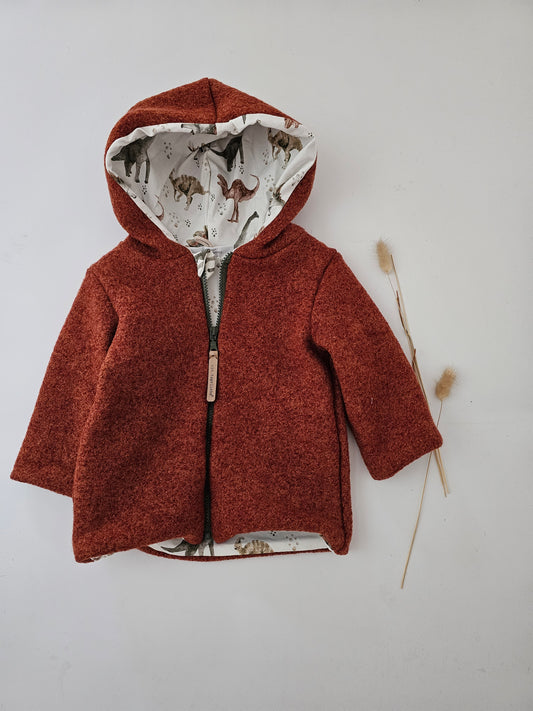 Wollwalkjacke für Kinder Gr. 0-3 Monate bis 10 Jahre rost meliert