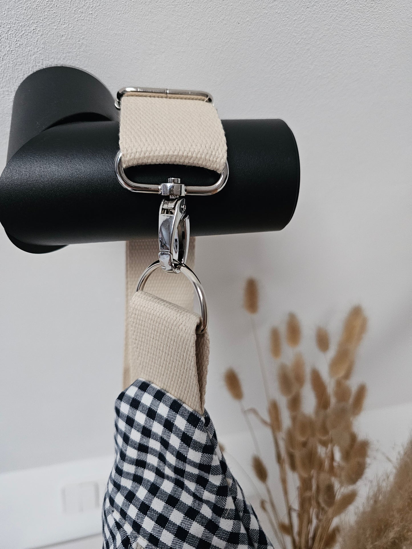 Vintageliebe® Crossbody Bauchtasche blau kariert mit edlem Lederetikett