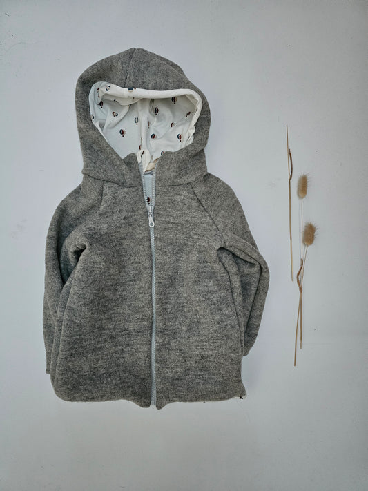 Wollwalkjacke für Kinder Gr. 0-3 Monate bis 10 Jahre grau