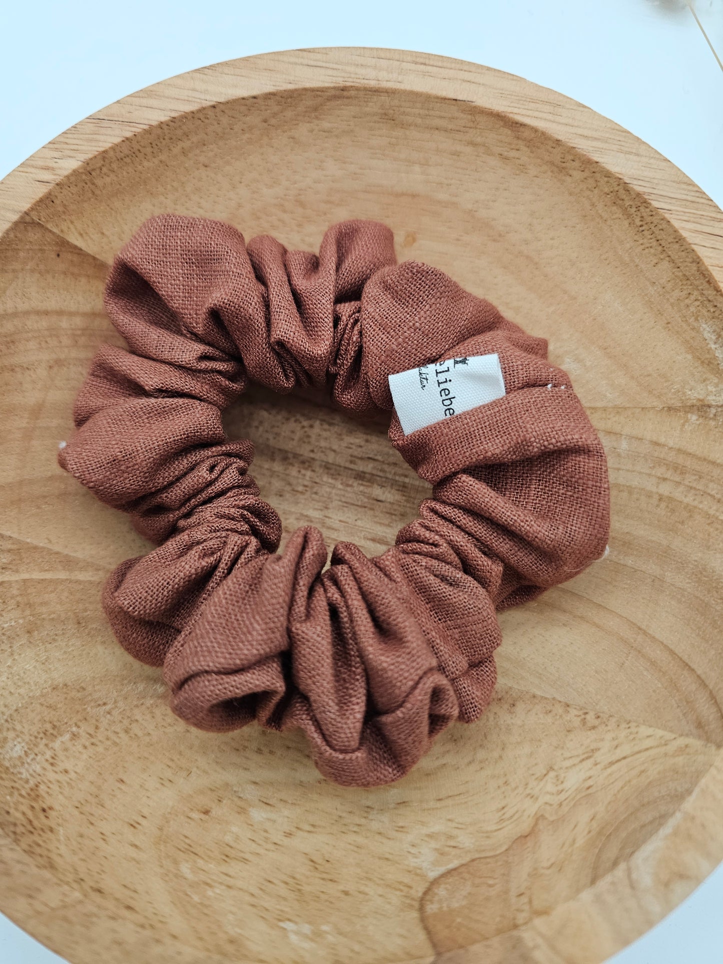 Trendiges Scrunchie 100% Leinen braun
