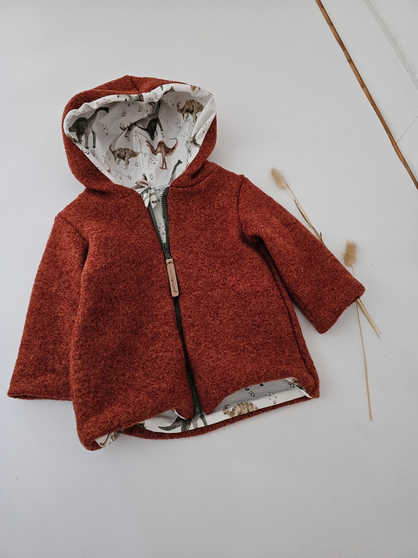 Wollwalkjacke für Kinder Gr. 0-3 Monate bis 10 Jahre rost meliert