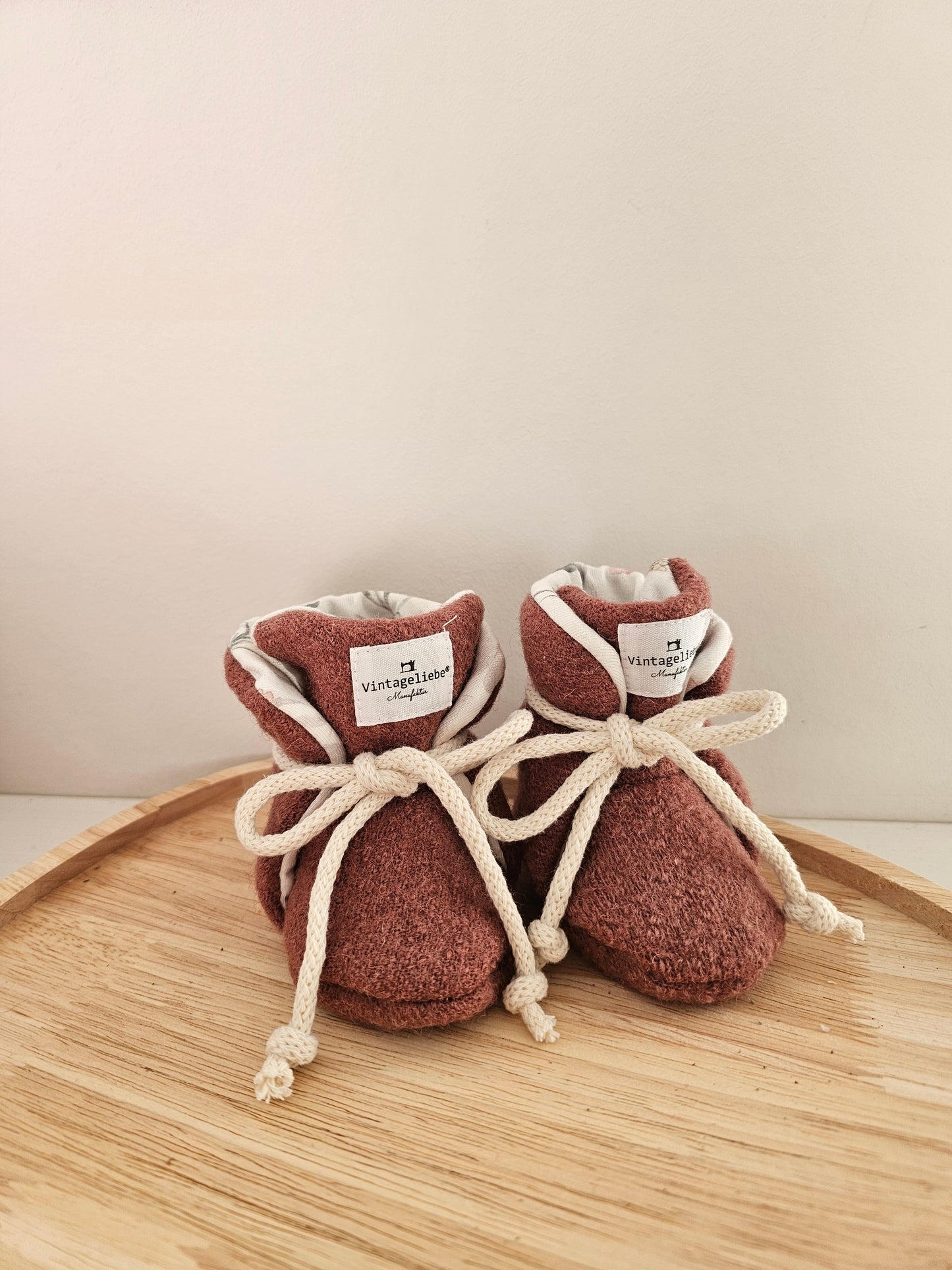 Vintageliebe® Hausschuhe Babyschuhe Walkboots aus 100% Schafwolle blush