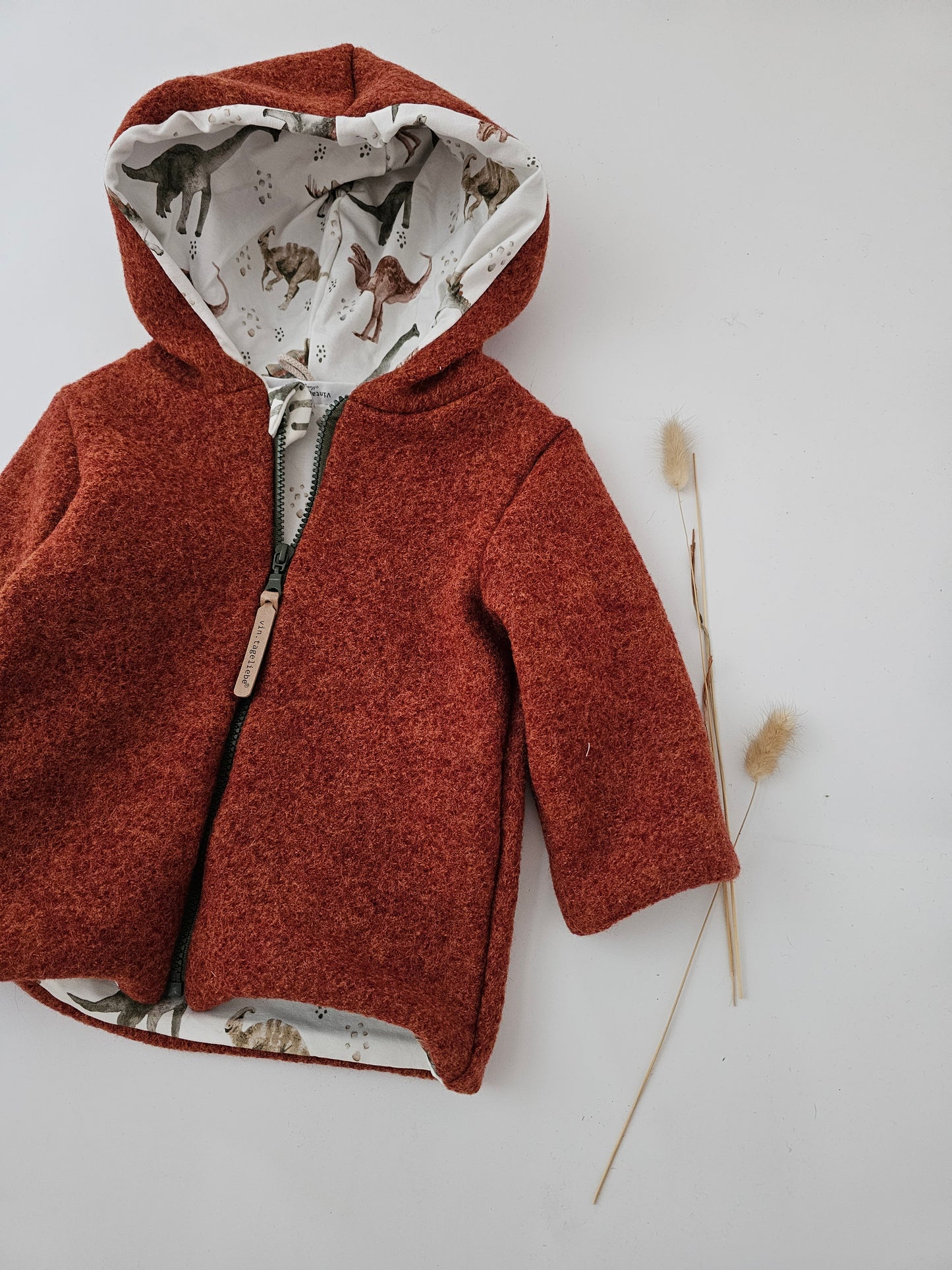 Wollwalkjacke für Kinder Gr. 0-3 Monate bis 10 Jahre rost meliert