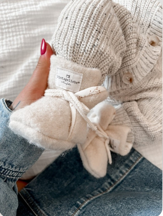 Vintageliebe® Hausschuhe Babyschuhe Walkboots aus 100% Schafwolle