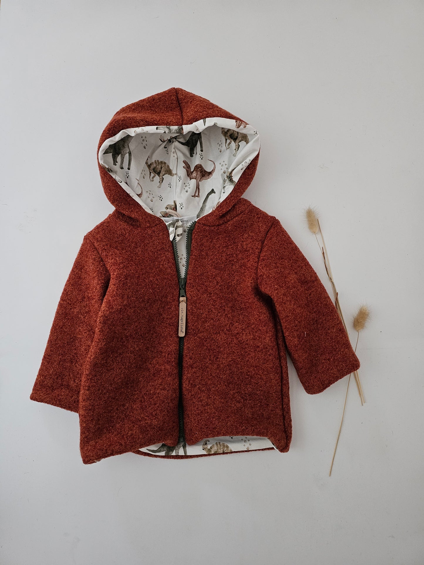 Wollwalkjacke für Kinder Gr. 0-3 Monate bis 10 Jahre rost meliert