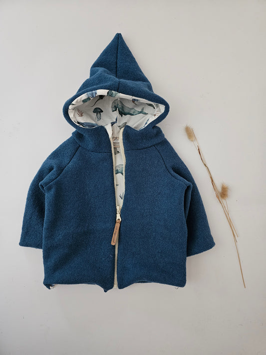 Wollwalkjacke für Kinder Gr. 0-3 Monate bis 10 Jahre petrol