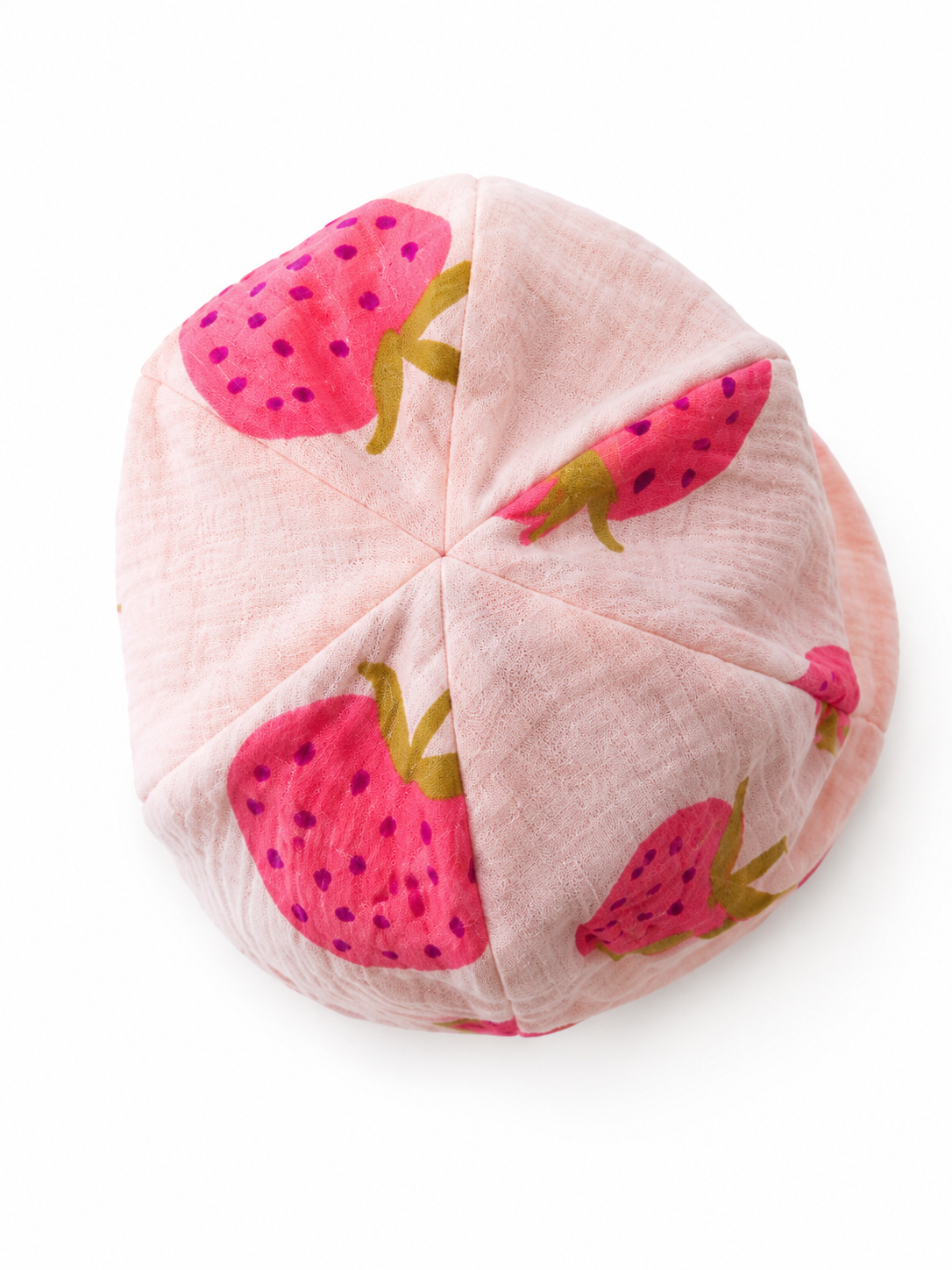 Sonnenhut Musselin Erdbeere – Sommermütze Baby & Kinder – Vintageliebe® Mitwachsmütze