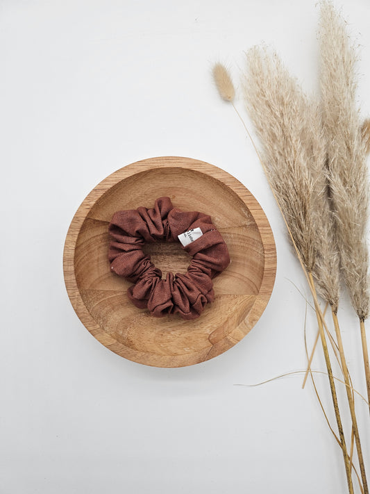 Trendiges Scrunchie 100% Leinen braun