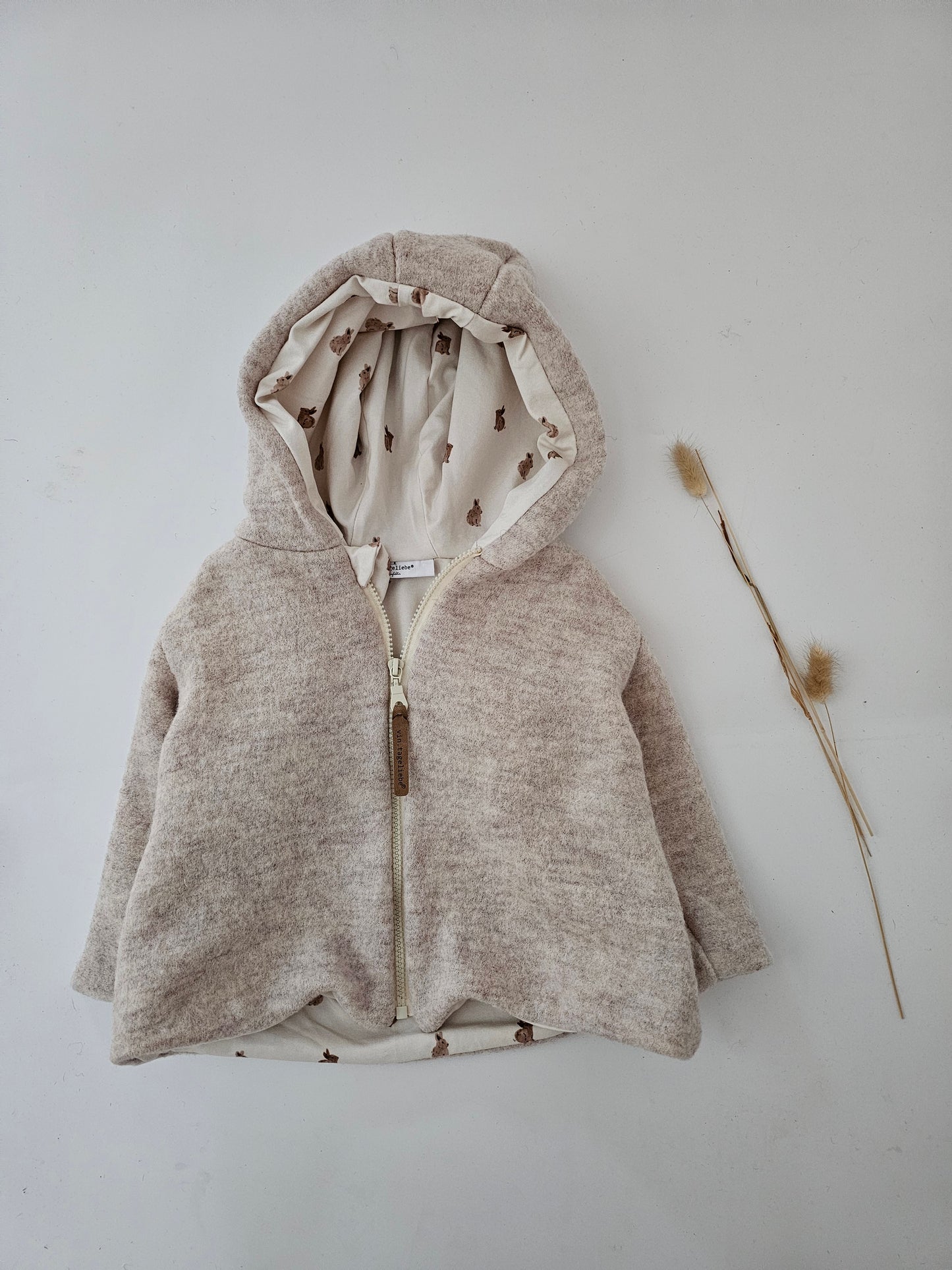 Wollwalkjacke für Kinder Gr. 0-3 Monate bis 10 Jahre creme meliert