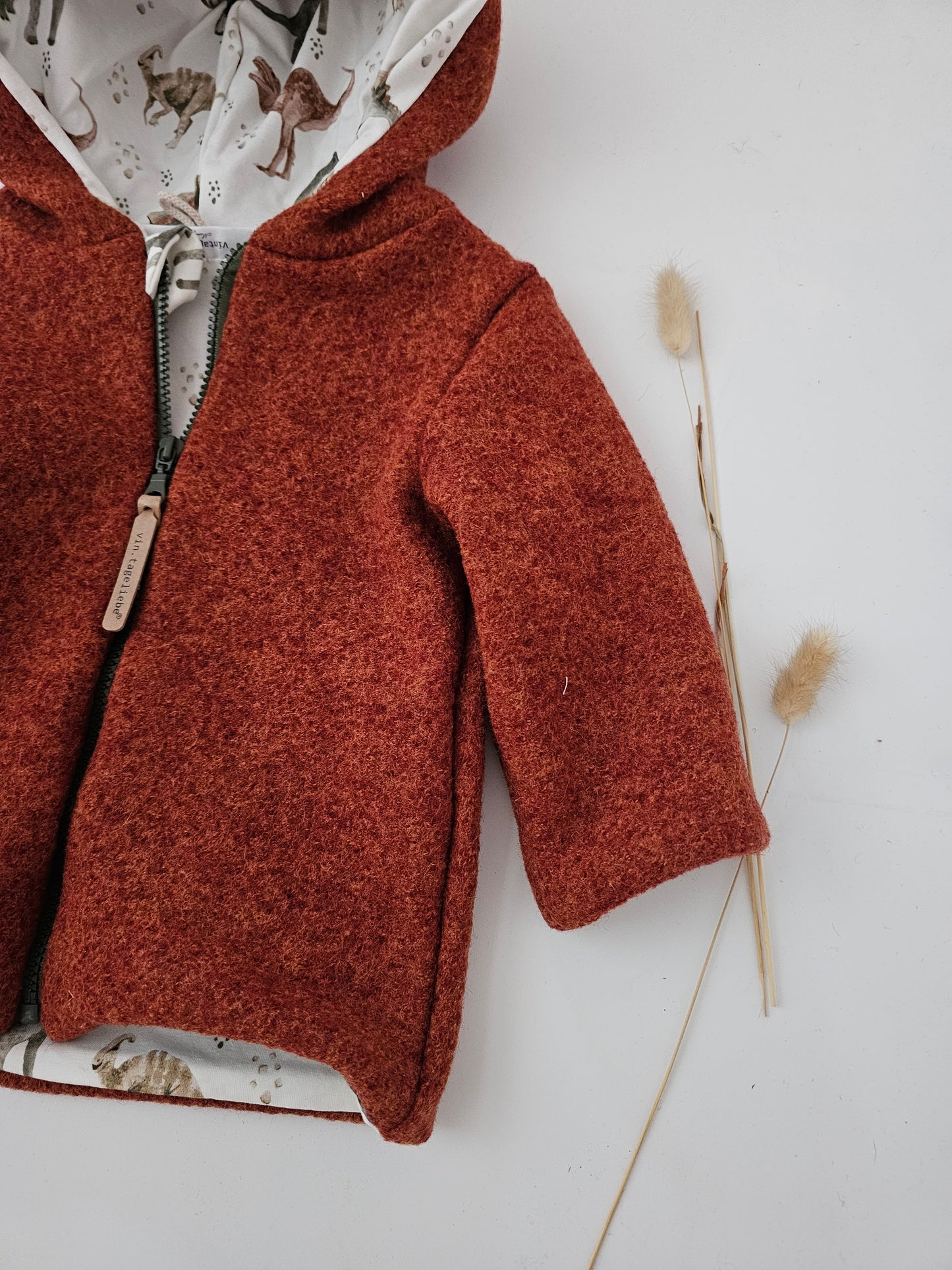 Wollwalkjacke für Kinder Gr. 0-3 Monate bis 10 Jahre rost meliert