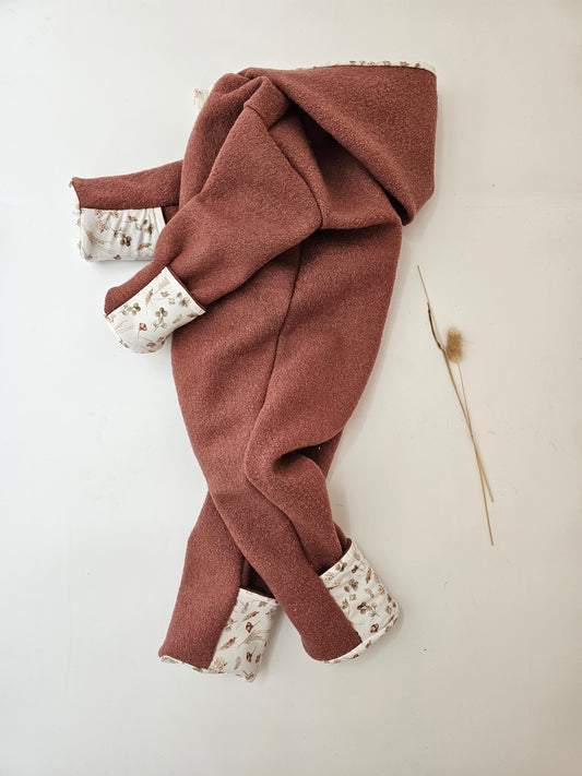 Vintageliebe® WOLLWALKOVERALL mit Umschlagbündchen aus 100% Schurwolle.  Naturprodukt. Walkloden Walkoverall Overall blush