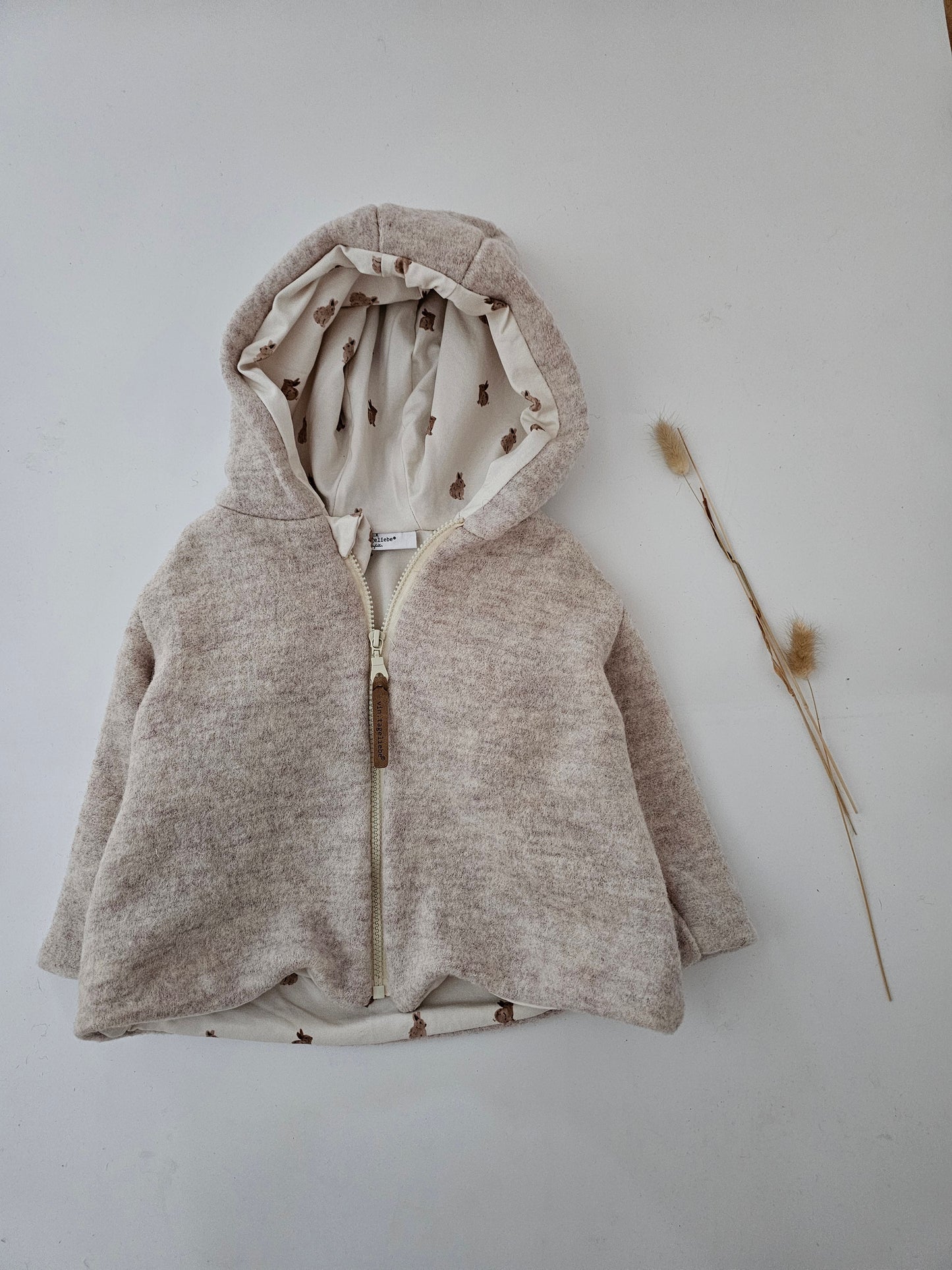 Wollwalkjacke für Kinder Gr. 0-3 Monate bis 10 Jahre creme meliert