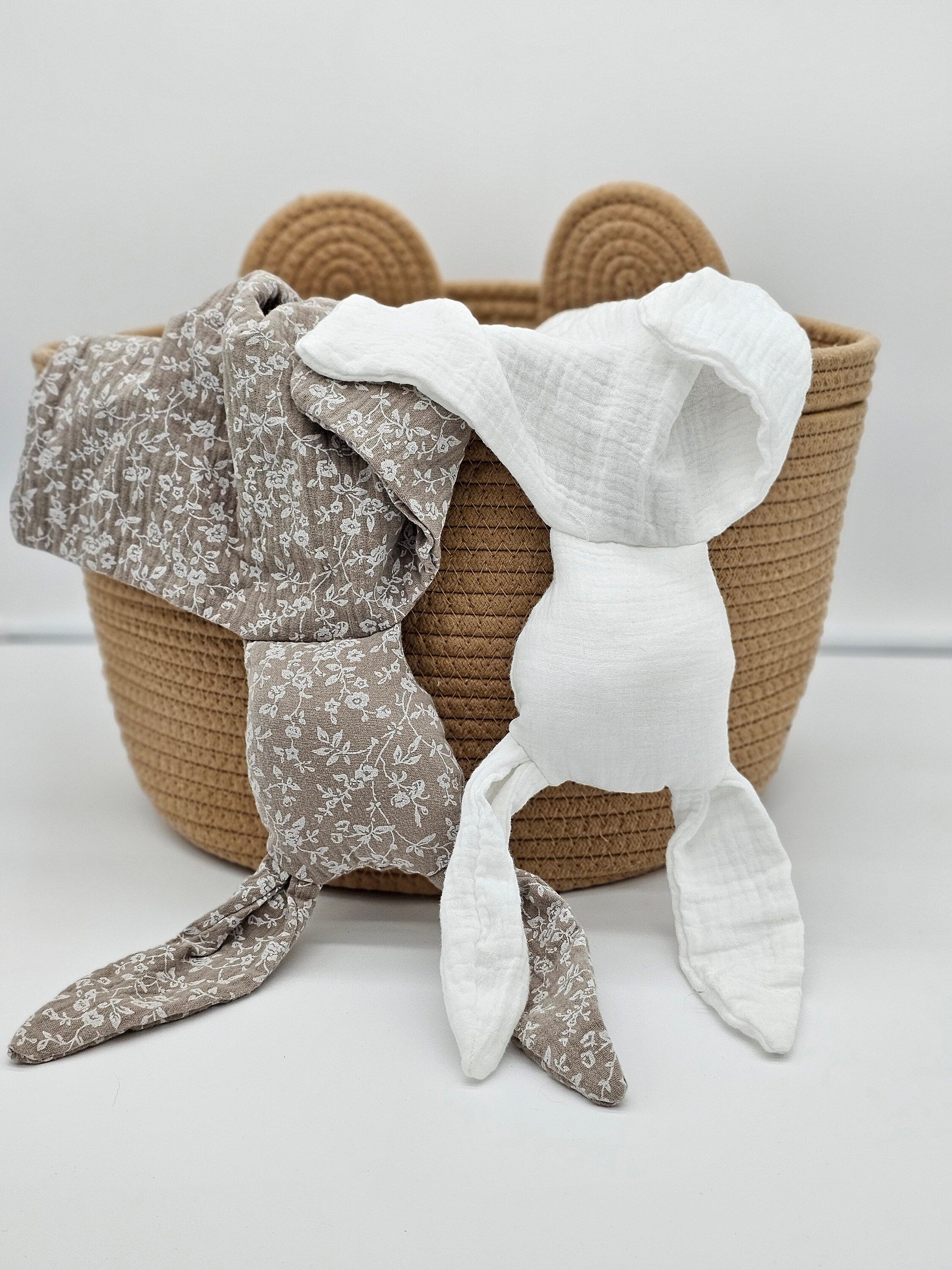 Schmusetuch Schnuffeltuch Hase Häschen mit Schnullerhalter - Vintageliebe® Mein Shop