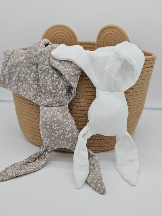 Schmusetuch Schnuffeltuch Hase Häschen mit Schnullerhalter - Vintageliebe® Mein Shop