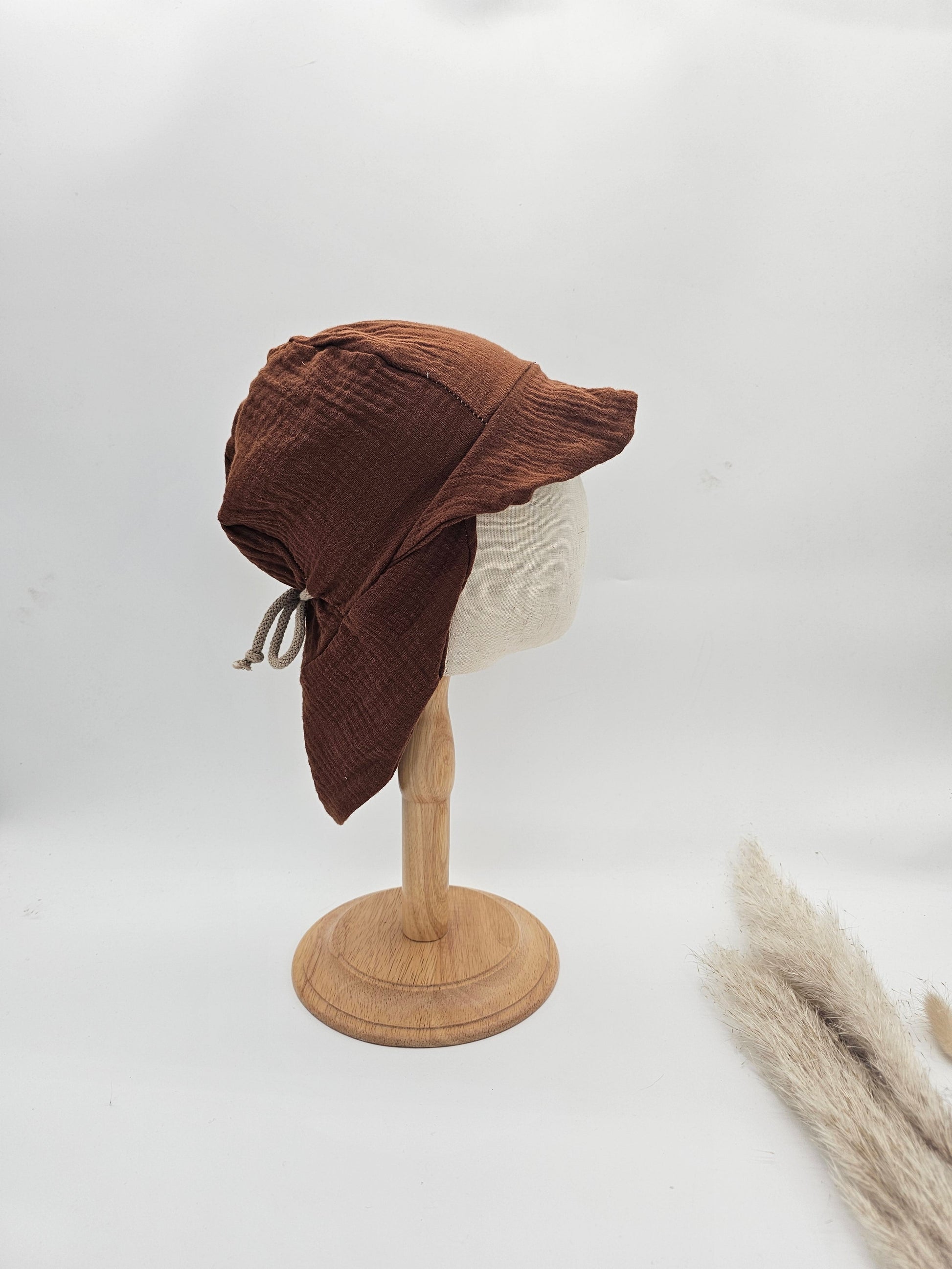 Sonnenhut Musselin dunkelbraun – Sommermütze Baby & Kinder – Vintageliebe® - Vintageliebe® Mein Shop